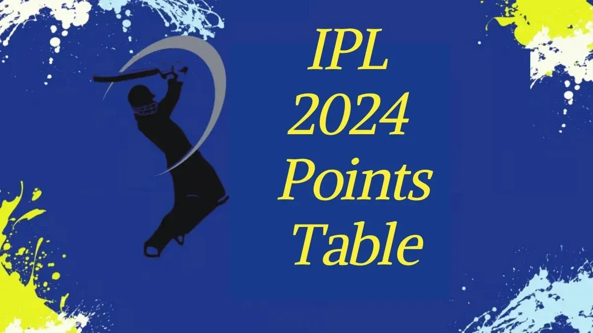 A table displaying the IPL 2024 Points Table with details on Team Names, Wins, Losses, Ties, No Results, Points, and Net Run Rate.