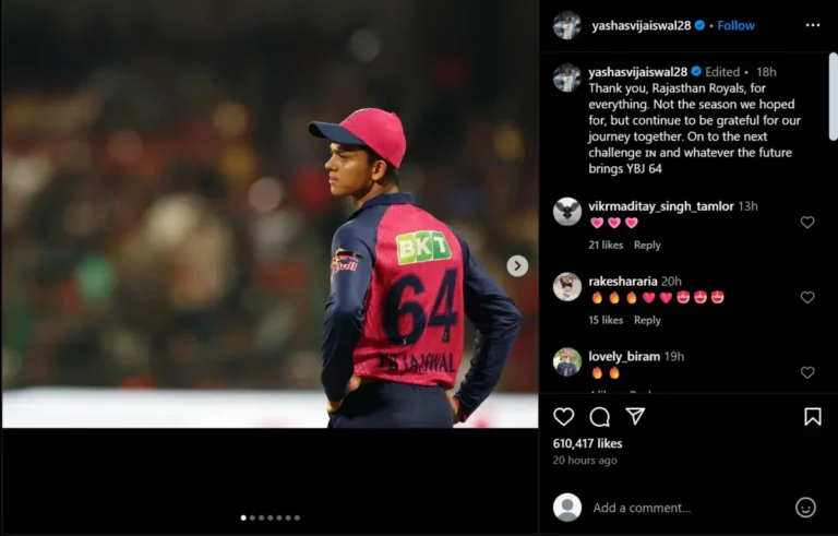 Yashasvi Jaiswal Drops Massive Hint After Cryptic Instagram Post; Are Rajasthan Royals The Next To Lose Him?