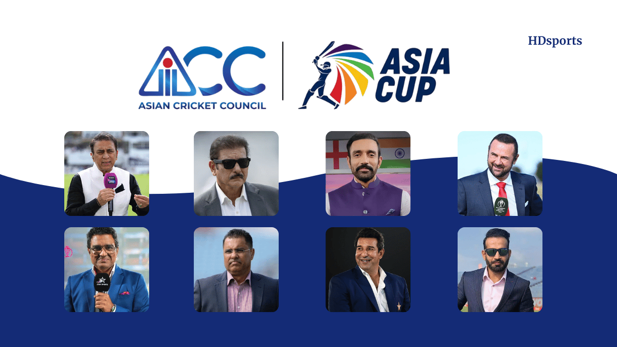 Full List of Asia Cup 2025 Commentators: Athar Ali Khan, Bazid Khan, Matt Floyd, Mike Haysman, Ravi Shastri, Robin Uthappa, Russel Arnold, Samir Kochhar, Sanjay Manjrekar, Sanjana Ganesan, Simon Doull, Sunil Gavaskar, Tanvi Shah, Urooj Mumtaz, Waqar Younis, Wasim Akram
